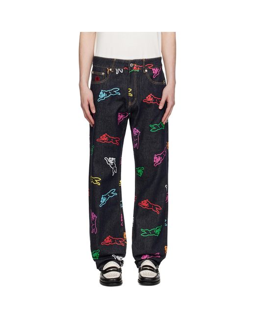 ICECREAM Blue All-Over Running Dog Jeans for men