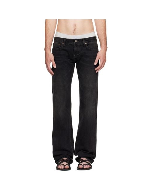 Raimundo Langlois Black Slim Straight Jeans for men