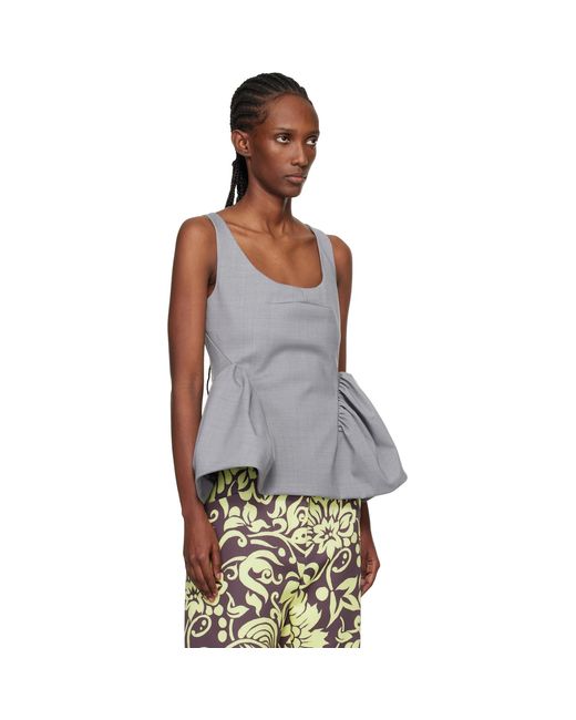 Dries Van Noten Black Wool Peplum Blouse