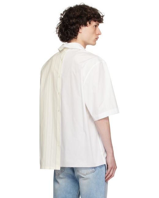 メンズ Lanvin オフホワイト プリント アシンメトリー シャツ White