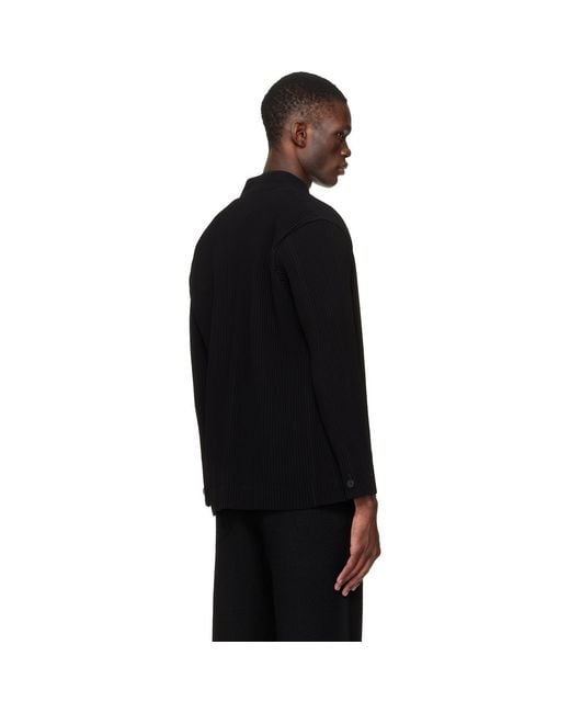 Homme Plissé Issey Miyake Black Tuxedo Pleats Blazer for men