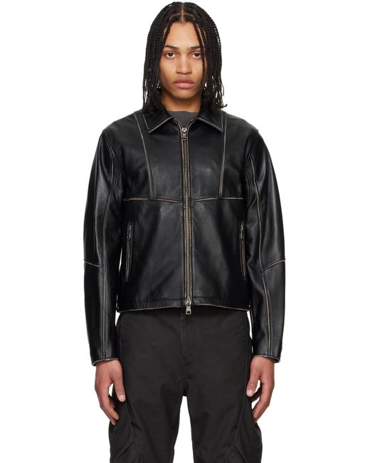 メンズ ANDERSSON BELL Ssense限定 ブラック Dreszen ジップアップ レザージャケット Black