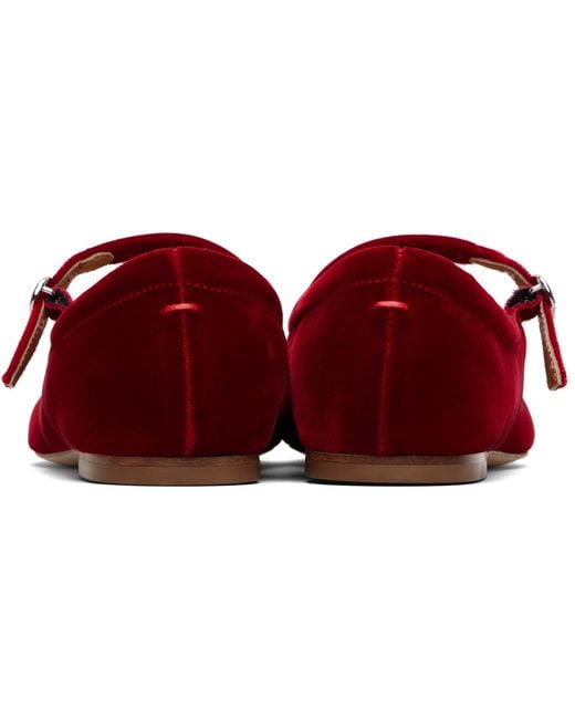 Aeyde Black Burgundy Uma Velvet Mary-Jane Flats