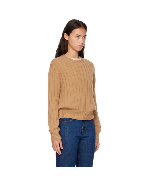 &Daughter Blue Tan Rooney Rib Crewneck Sweater