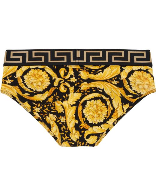 Slip doré à motif baroque Versace pour homme en coloris Noir | Lyst