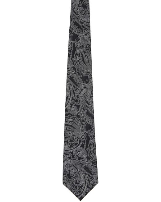 Comme des Garçons Black Silk Paisley Pattern Tie for men