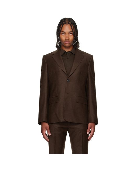 Ferragamo Black Single Breasted Flannel Blazer for men