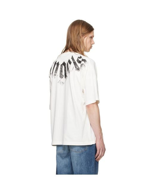 Palm Angels White Off- Big Neck Logo Loose T-Shirt for men