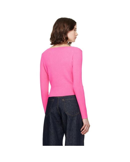 Versace Pink Safety Pin Ribbed Knit Fitted Cardigan