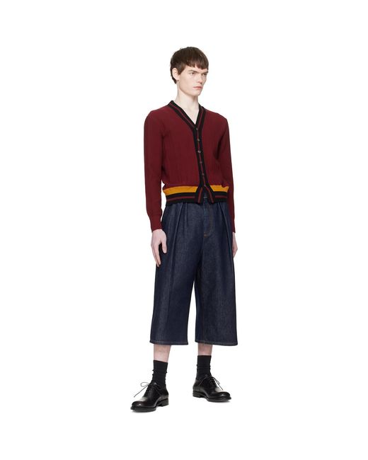 Dries Van Noten Red Block Stripe Cardigan for men