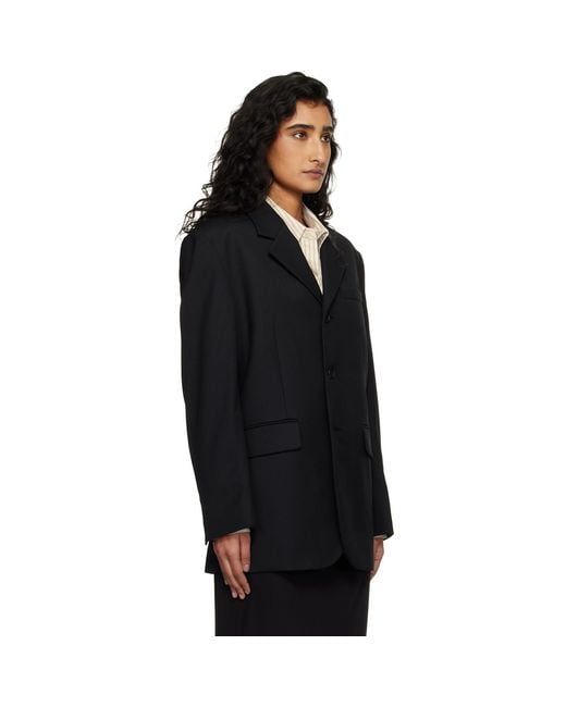 DUNST Black 3 Button Wool Blazer