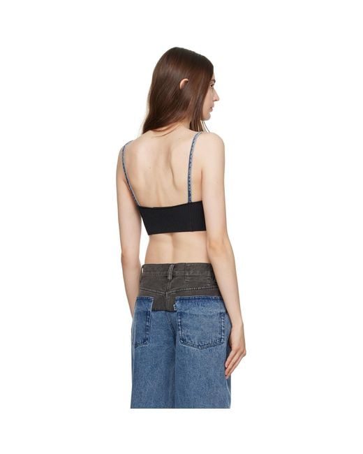 3.1 Phillip Lim Black Blue & Gray Paneled Denim Tank Top