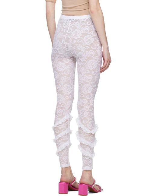 MSGM White Floral leggings