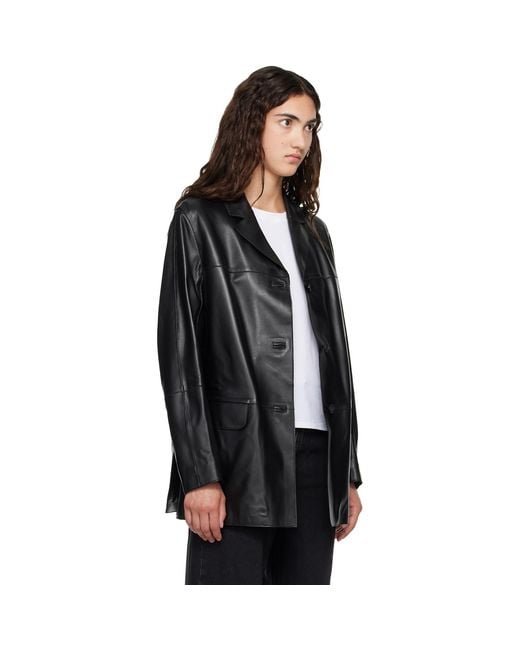 Loulou de Saison Black Nari Straight Leather Jacket