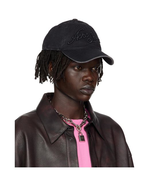 Acne Black Logo Cap for men