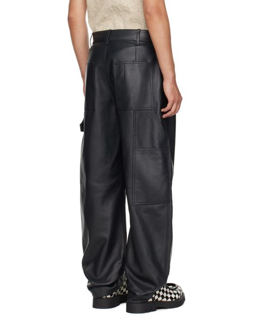 Bottega Veneta Black Cargo Leather Pants for men