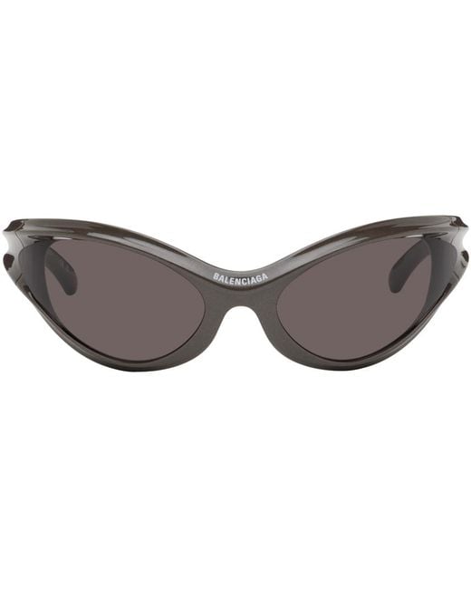 Balenciaga Black Gray Dynamo Round Sunglasses for men