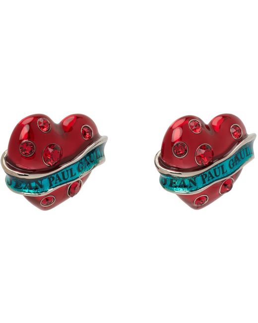Jean Paul Gaultier Red Big Heart Earrings