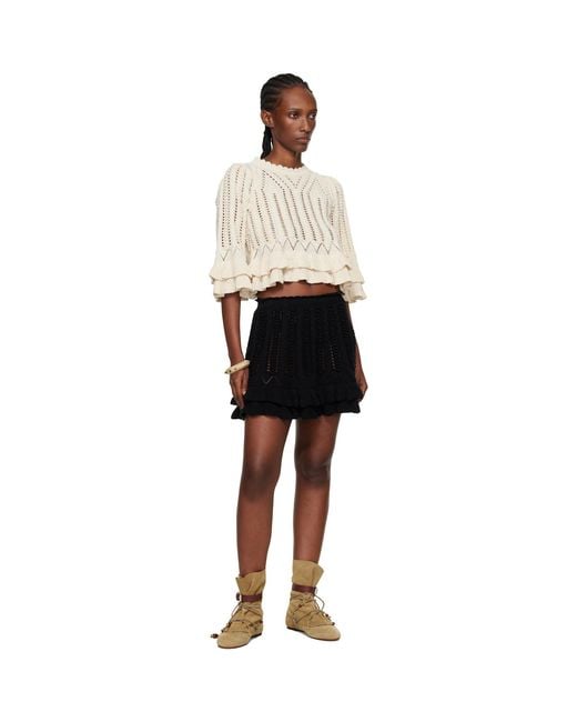 Isabel Marant Black Nelle Frilly Cotton Knit Miniskirt