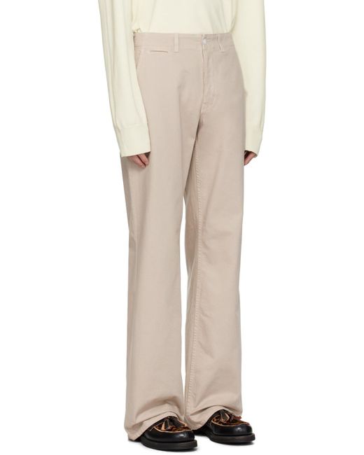 Husbands Natural Taupe Wide High-Waisted Trousers for men