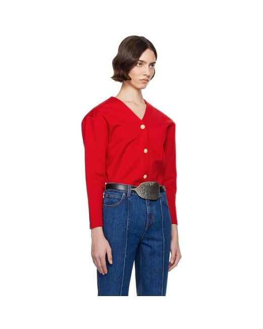 Bally Red V-Neck Cardigan