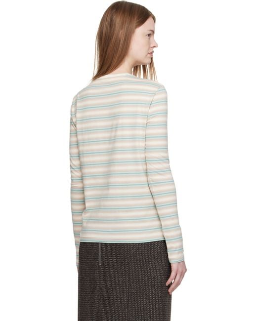 AURALEE Gradient Stripe Jersey L/S T-Shirt in White | Lyst