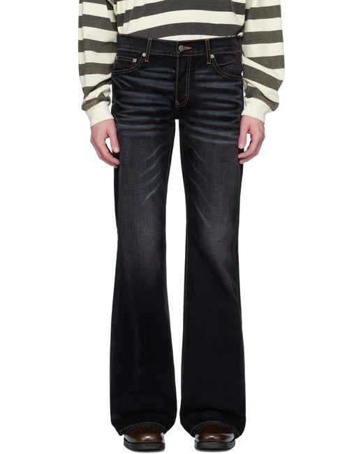 Cout de la Liberte Black Jimmy Stretch Suede Flare Jeans for men