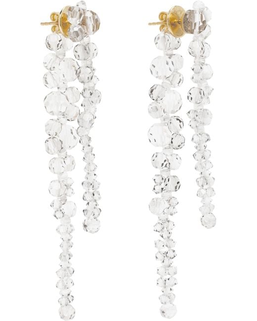 Simone Rocha White Double Pierce Through Drip Earrings
