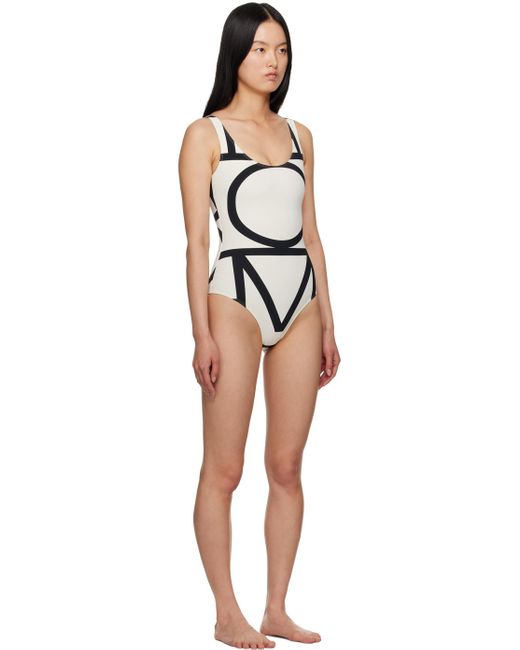 Totême  Toteme Off-white & Black Monogram One-piece Swimsuit