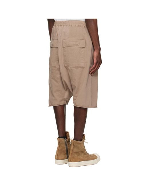 Rick Owens Natural Temple Drawstring Pods Shorts for men