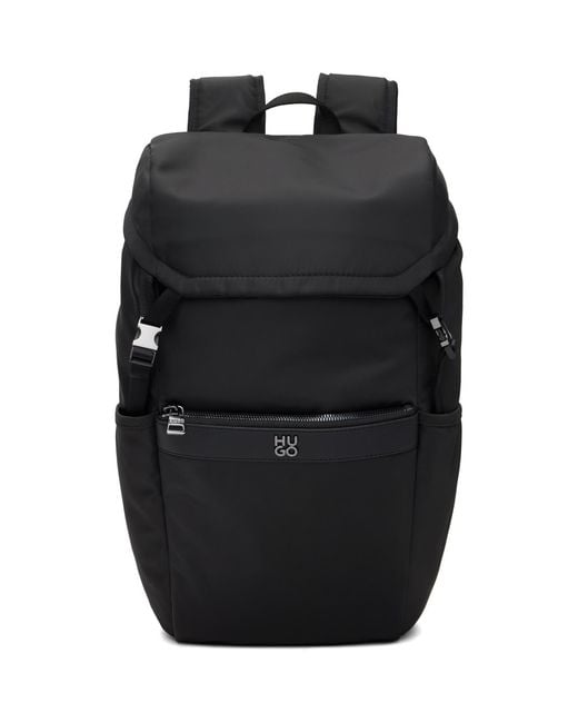 HUGO Black Twill Backpack for men