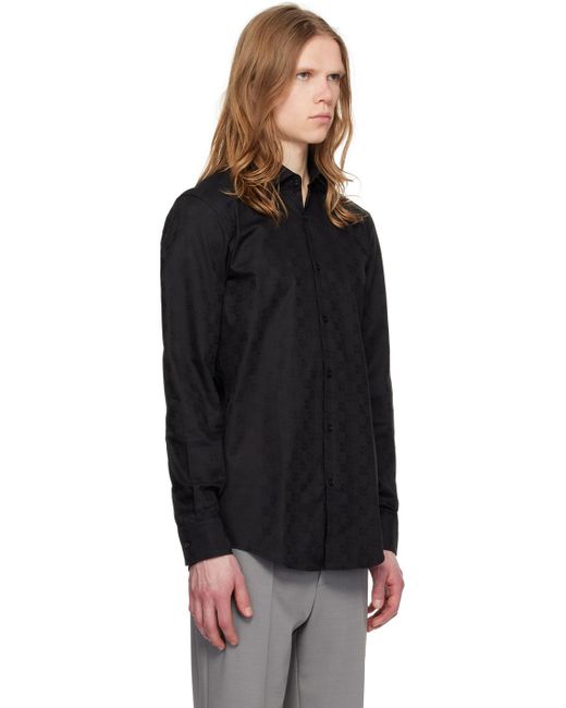 HUGO Black Spread Collar Shirt for men