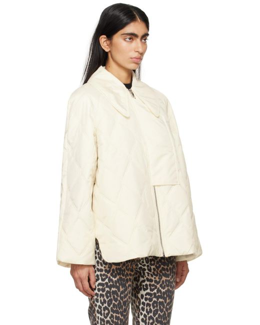 Ganni Natural Off-white Quilt Jacket