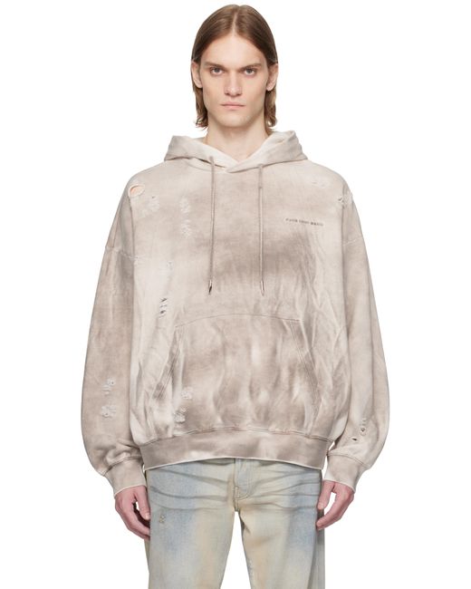Feng Chen Wang Natural Sandwashed Ripped Hoodie for men