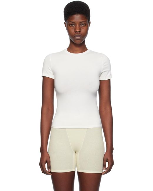 Skims Black Off-white Cotton Jersey T-shirt
