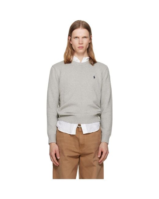 Polo Ralph Lauren Gray Polo Long Sleeve Sweater for men