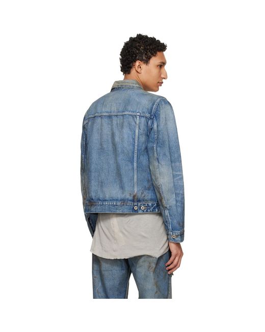 Rick Owens Blue Temple Trucker Denim Jacket for men