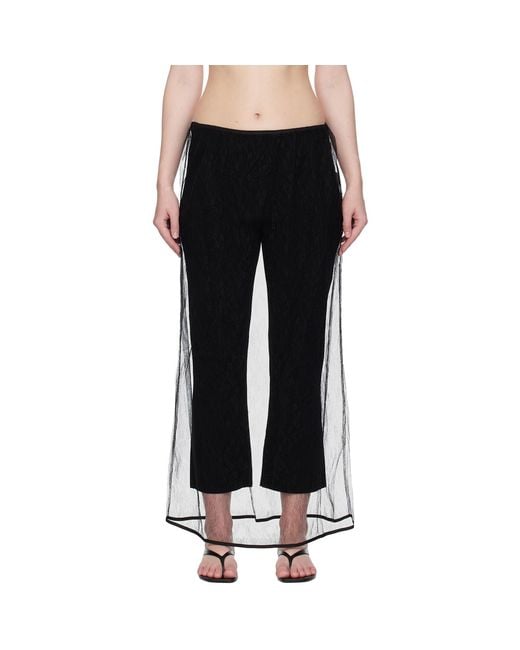 Amomento Black Sheer Lace Long Maxi Skirt