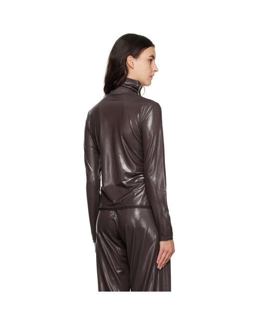 Dries Van Noten Black Brown Raw Edge Turtleneck