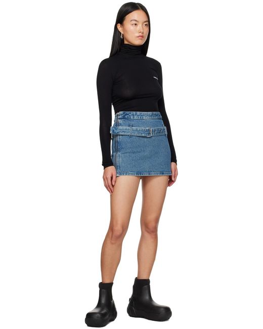 Mini-jupe bleue en denim à ceinture Ambush en coloris Blue