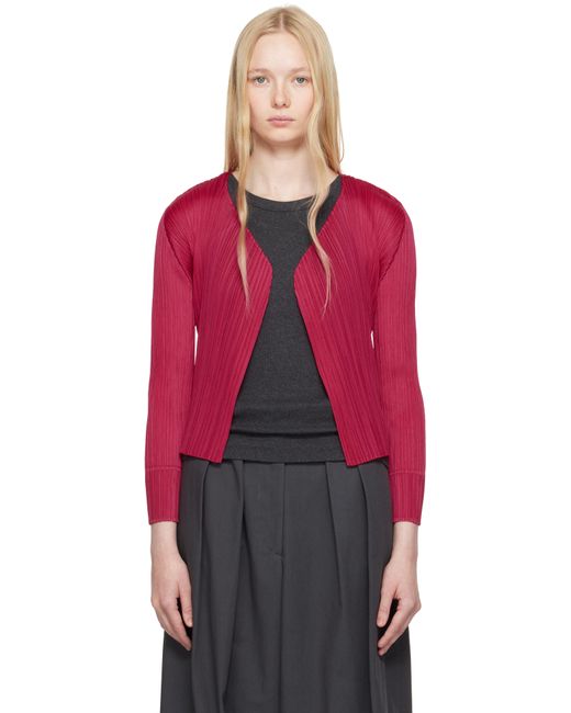Pleats Please Issey Miyake Red New Colorful Basics 4 Cardigan