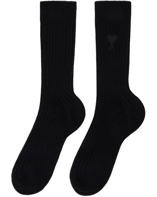 AMI Black Ami De Coeur Socks for men