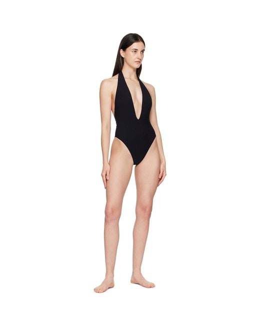 Balmain Black Halter Strap Swimsuit