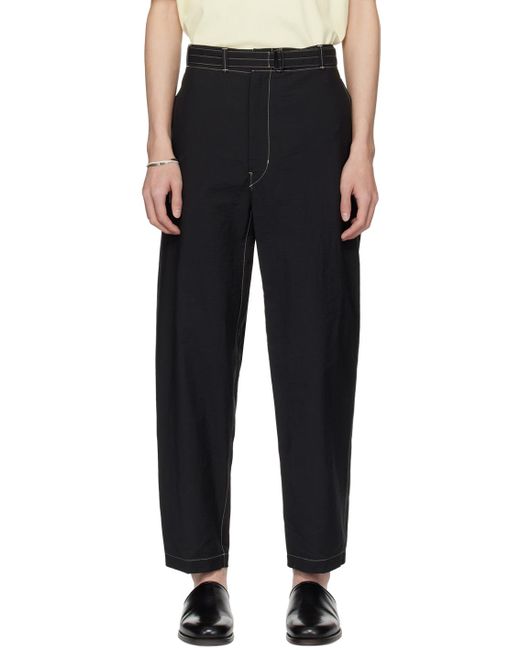 Lemaire Black Belted Trousers for men