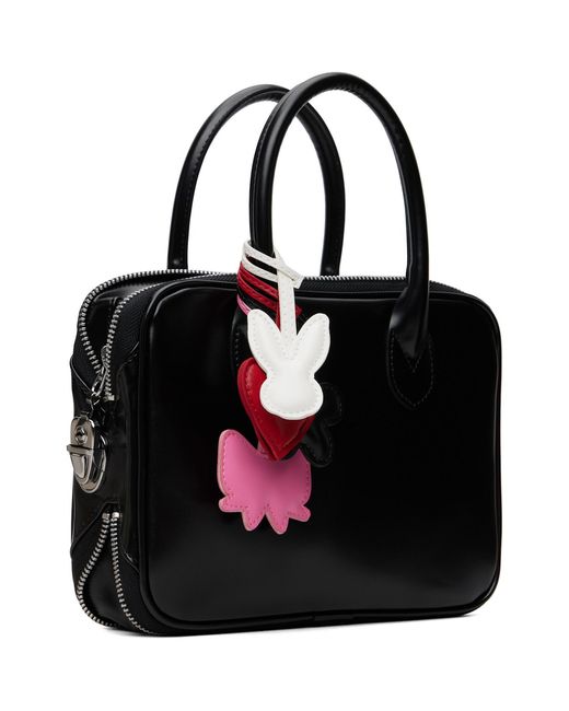 Comme des Garçons Black Faux Leather Keychain Bag