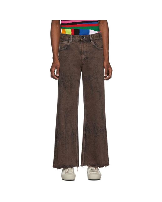 Marni Brown Over-dyed Bleached Jeans for men
