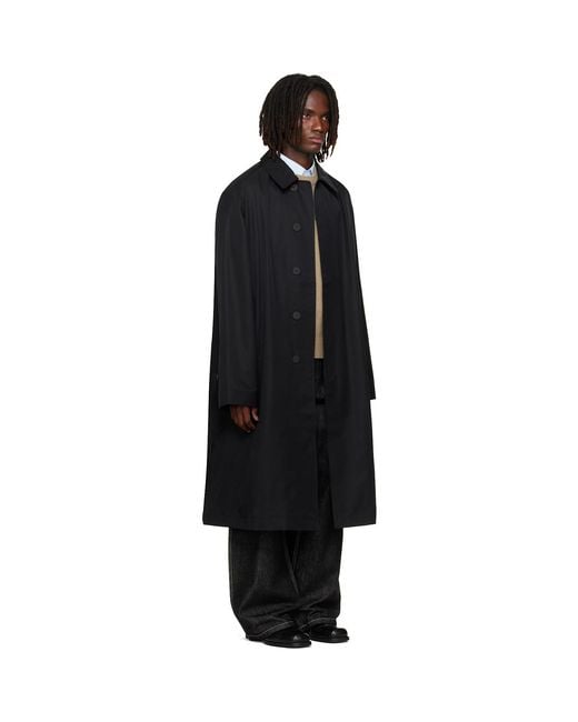 Studio Nicholson Black Crowe Coated Cotton Trench Coat for men
