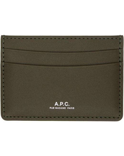 A.P.C. Green Khaki André Card Holder for men