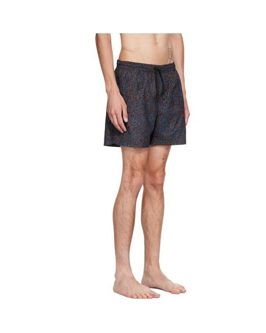 Dries Van Noten Blue Printed Swim Shorts for men