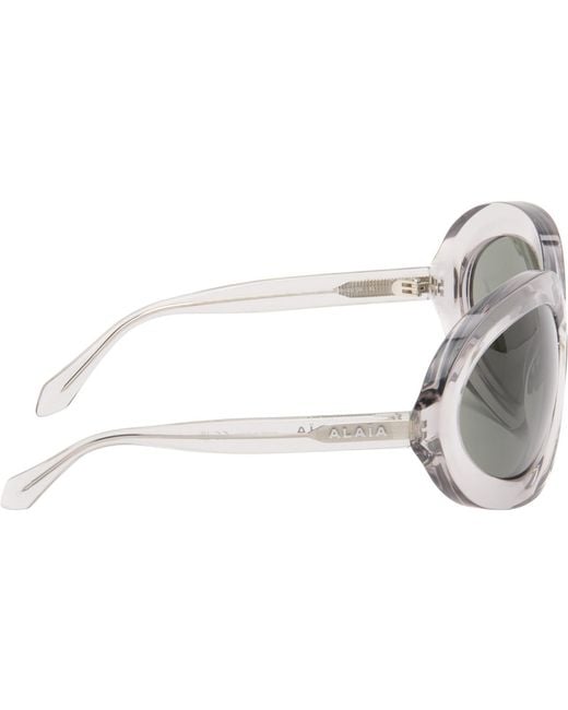 Alaïa Gray Round Wraparound Sunglasses
